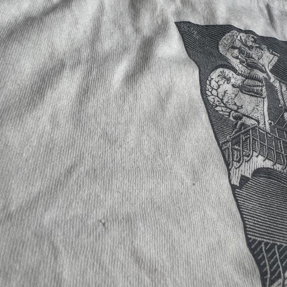 Vintage M.C. Escher Art T Shirt Soft Tee USA Made White Graphic Mens L 1991 90s - Picture 11 of 12